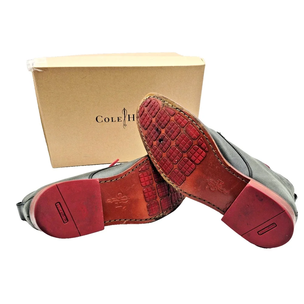 Cole Haan Air Colton Chukka Boots Gray Leather Red Laces Men's Size 10.5 MC09586
